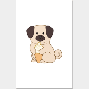 Ice Cream Pug Posters and Art